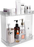 Ayswupt Acrylic 2 Tier Bathroom Counter Organizer,Makeup Organizer for Vanity,Clear Organizer Shelf for Kitchen Sink Countertop Storage,Perfume Tray for Dresser,Decor Tray for Skincare Cosmetics