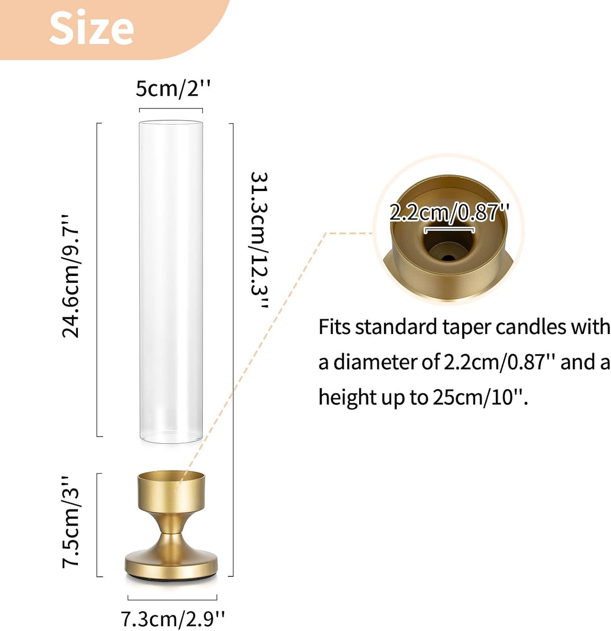 NUPTIO Hurricane Candle Holder for Centerpiece: Gold Taper Candle Holders