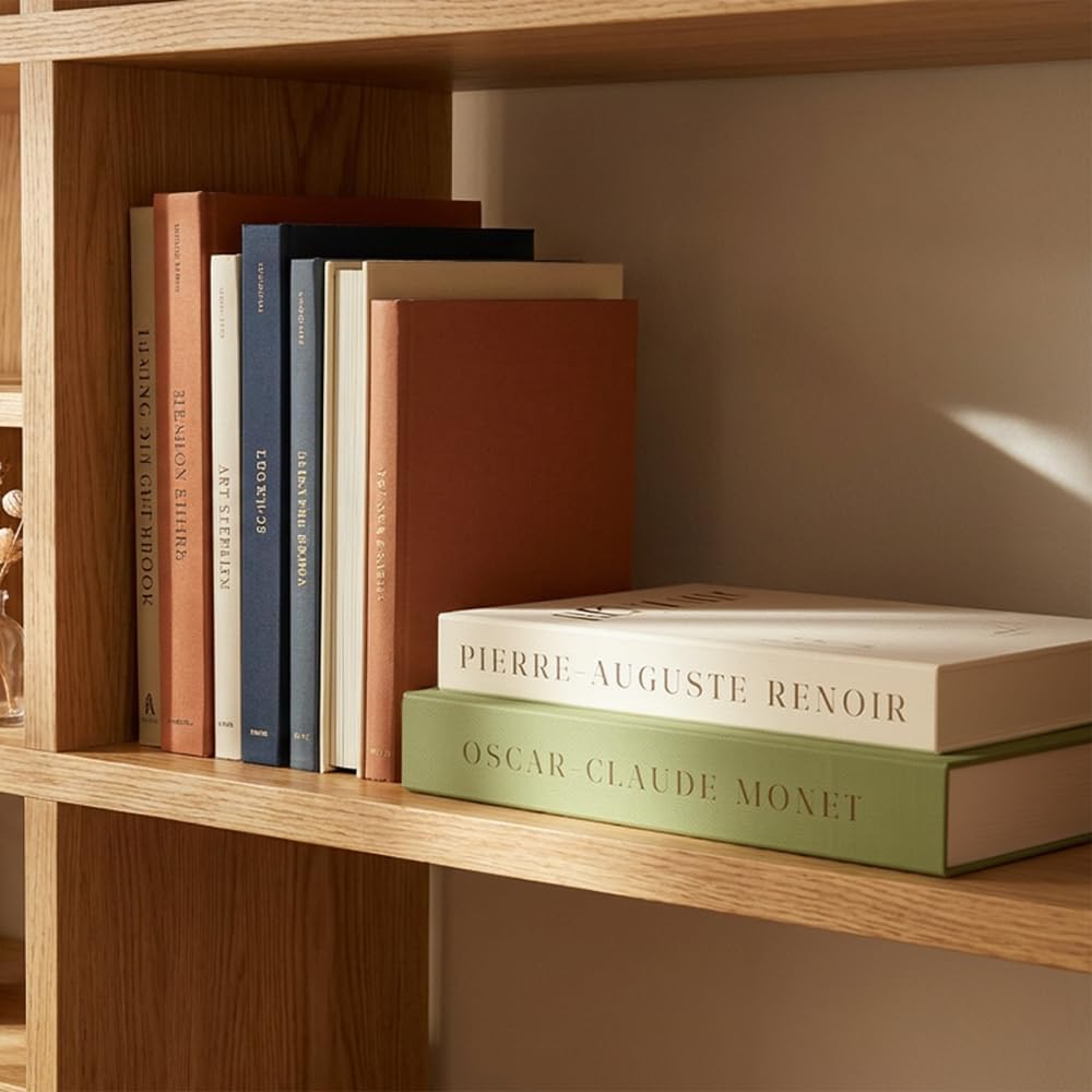 Aesthetic Decorative Books - Set of 2 Linen Fake Books Enhance Your Coffee Table, Home Decor, Living Room, Bookshelf or Mantle Decor, Modern Stackable Faux Book Photo Storage and as a Keepsake Box