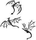 Prmstp 3 Set of Dragon Metal Wall Art, Black Dragon Wall Decor