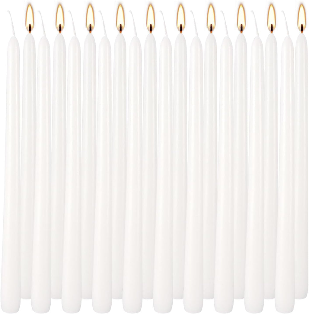 Howemon 20 Pack White Taper Candles 12 Inch Tall 3/4 Inch Thick Burn 10 Hours
