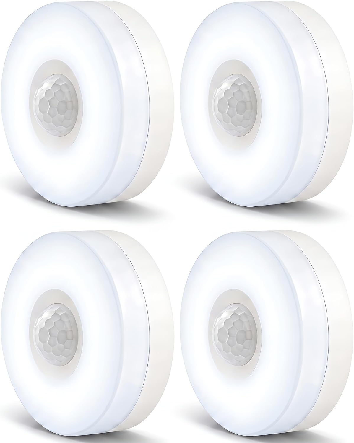 YELKO Motion Sensor Night Light - Plug-in 6000K Cool White Anti-Glare LED Nightlight, Ultra Bright Cozy Soft Glow Not Dazzling for Hallway, Stairs, Garage, Bedroom, Bathroom, Garage, Kitchen, 4 Pack