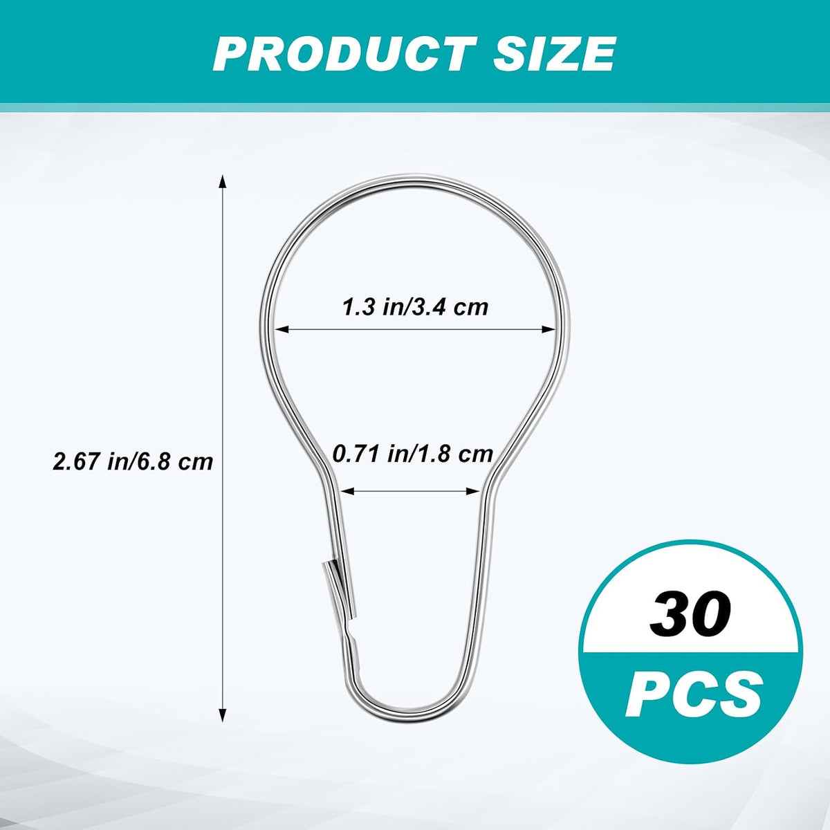 Gisafai 30 Pcs Metal Shower Curtain Hook, Hanging Shower Clips, Silver