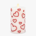 Luminara Debossed Hearts Pillar Candle Metallic Red - Patented Flickering Flameless Technology - Valentine's Day Collection - Remote Ready - 6.5"