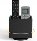 360° Rotating Remote Control Holder, Wooden TV Controller Holder, Remote Holder for Table, Desktop Caddy for Pen, Phone, Small Item Home Office School(Black)