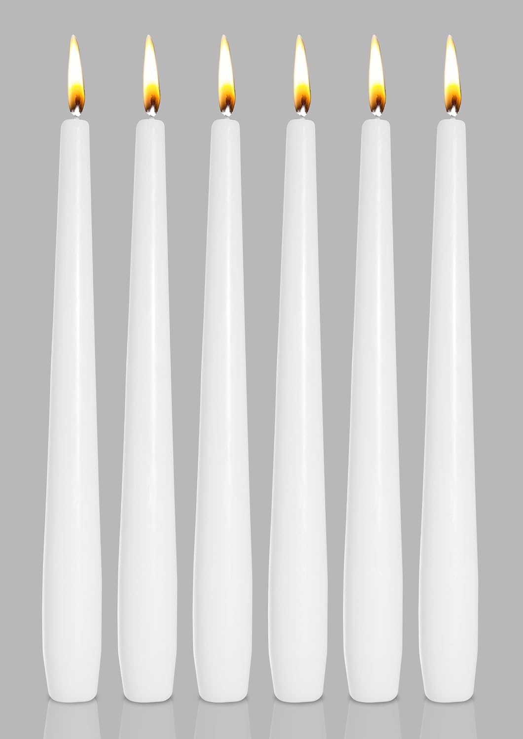Ner Mitzvah Classic 8 Inch Taper Candles for Shabbat, Dinner Tables, Restaurants, Ceremonies and Emergency, 7 Hour Burn Time - White (Pack of 30)