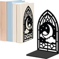 WADORN 1 Pair Metal Decorative Bookend for Shelves, Gothic Window Design
