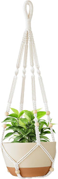 35 Inch Macrame Plant Hanger Indoor Hanging Plant Holder Ivory 1Pc