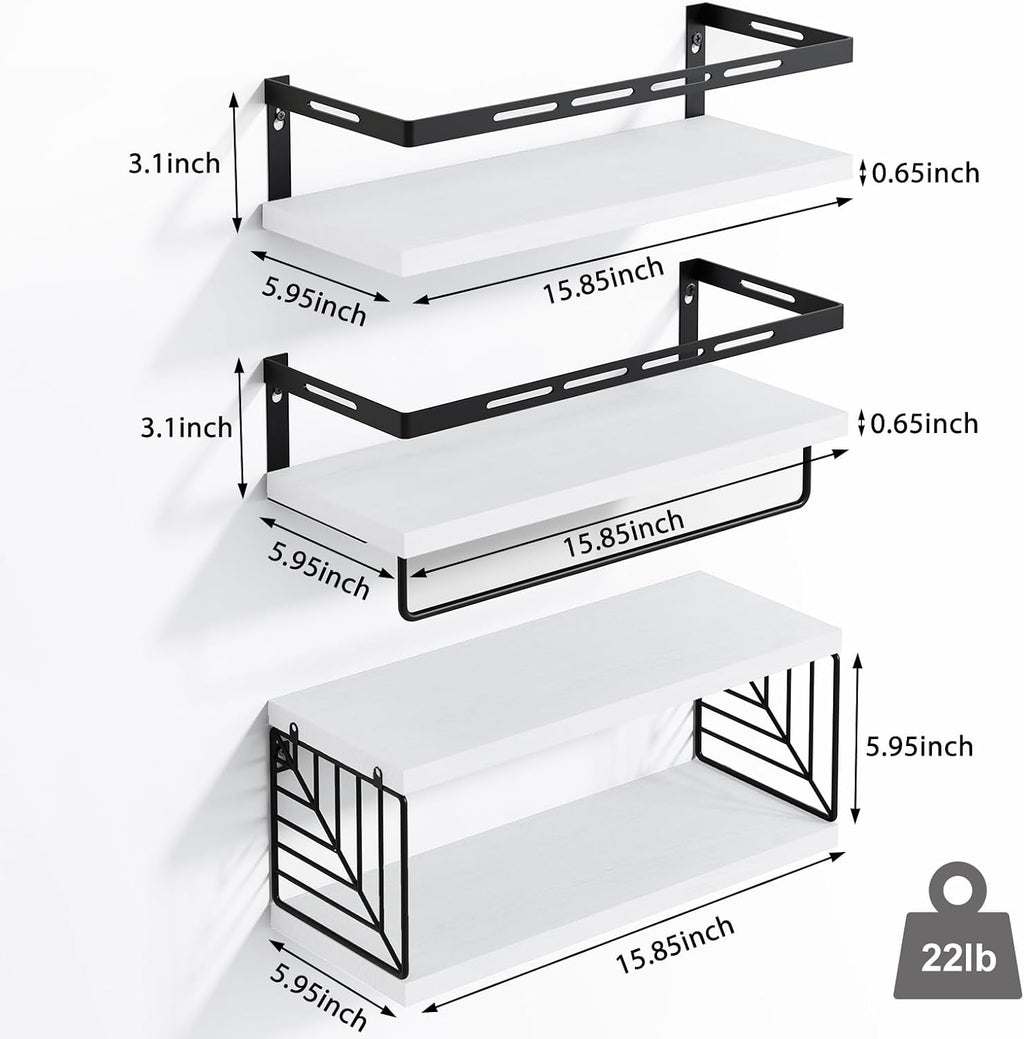 Fixwal Wall Mounted Bathroom Shelves Over Toilet (3+1 White)