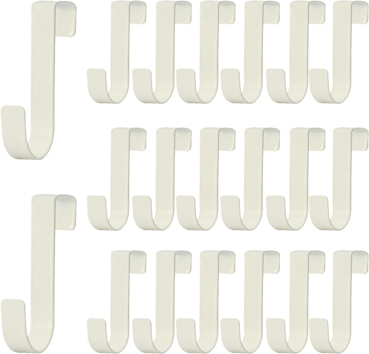 Over Cabinet Door Hooks, 20 Pack White Heavy Duty Metal J-Hooks for Kitchen, Bathroom, Laundry Room, Cabinet Hooks for Hanging, Hold Up to 7 lbs, Space-Saving Organizer