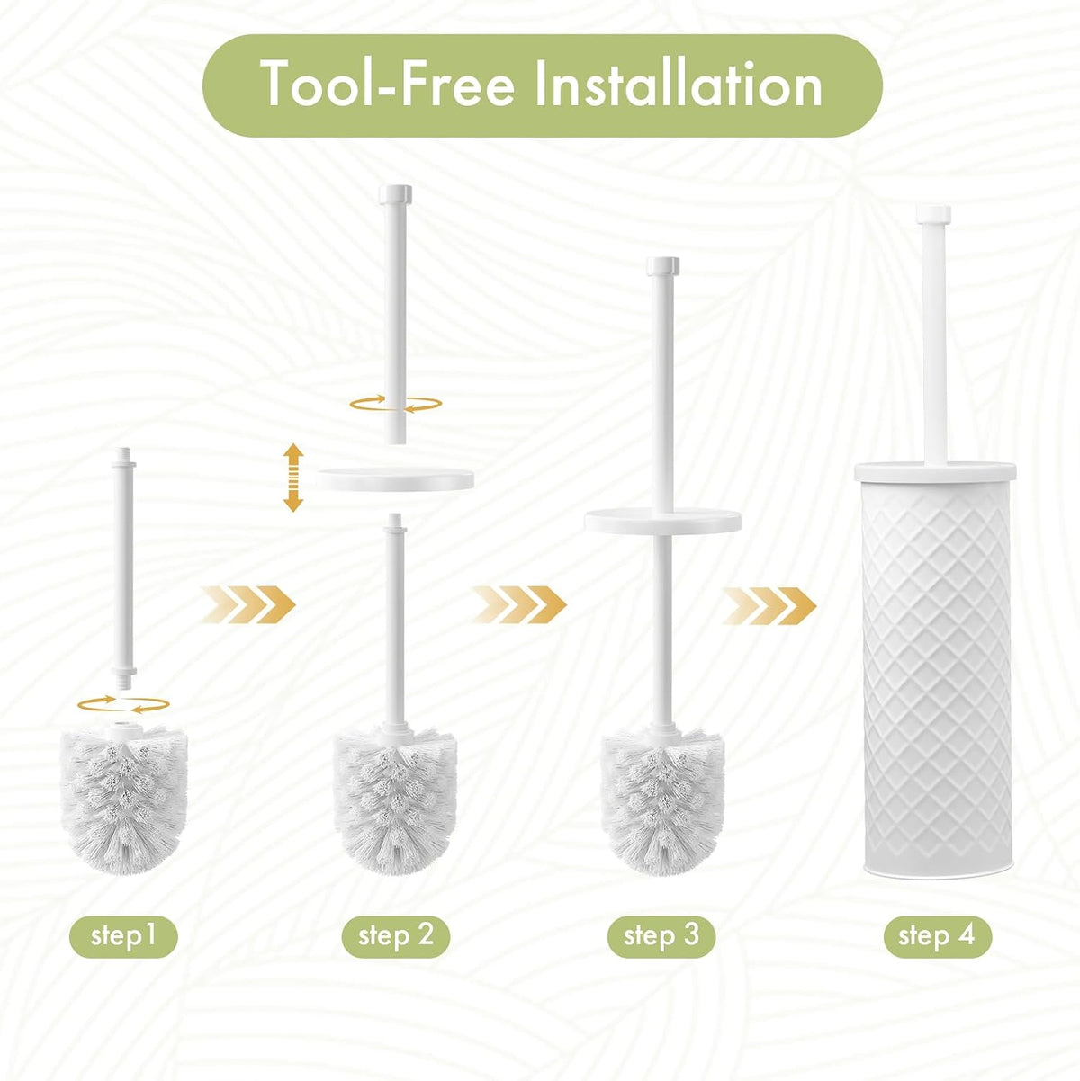 Toilet Bowl Brush and Holder Set 2 Pack with 4 Extra Brush Heads (White)