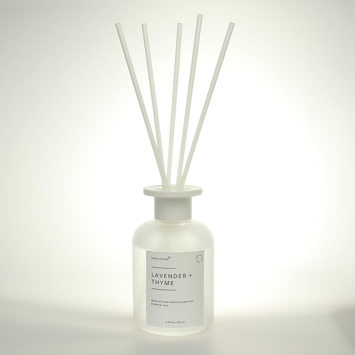 Reed Diffuser Set, Lavender Thyme Scent, 6.7 oz, Home Fragrance with 5 Diffuser Sticks Long Lasting Fragrance (White)