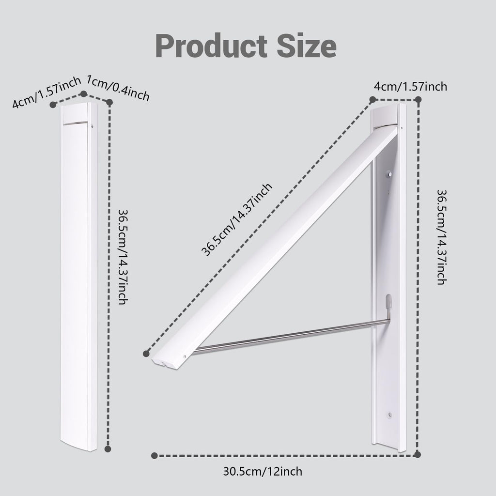 Wall Mounted Folding Clothes Drying Rack, Aluminum,Pearl White