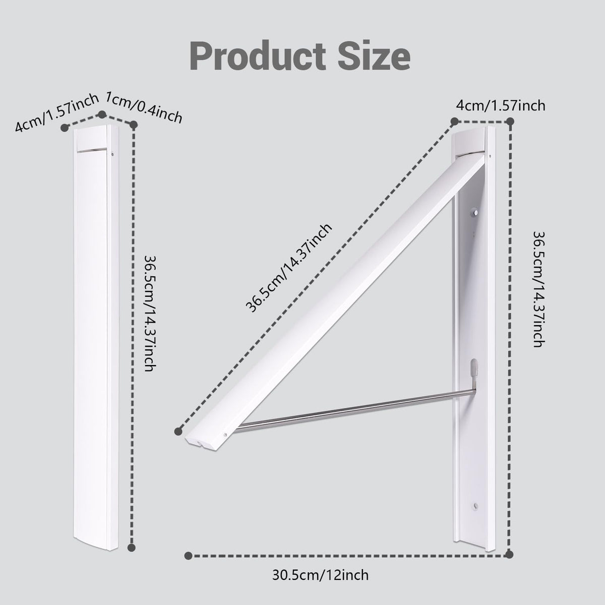 Wall Mounted Folding Clothes Drying Rack, Aluminum,Pearl White