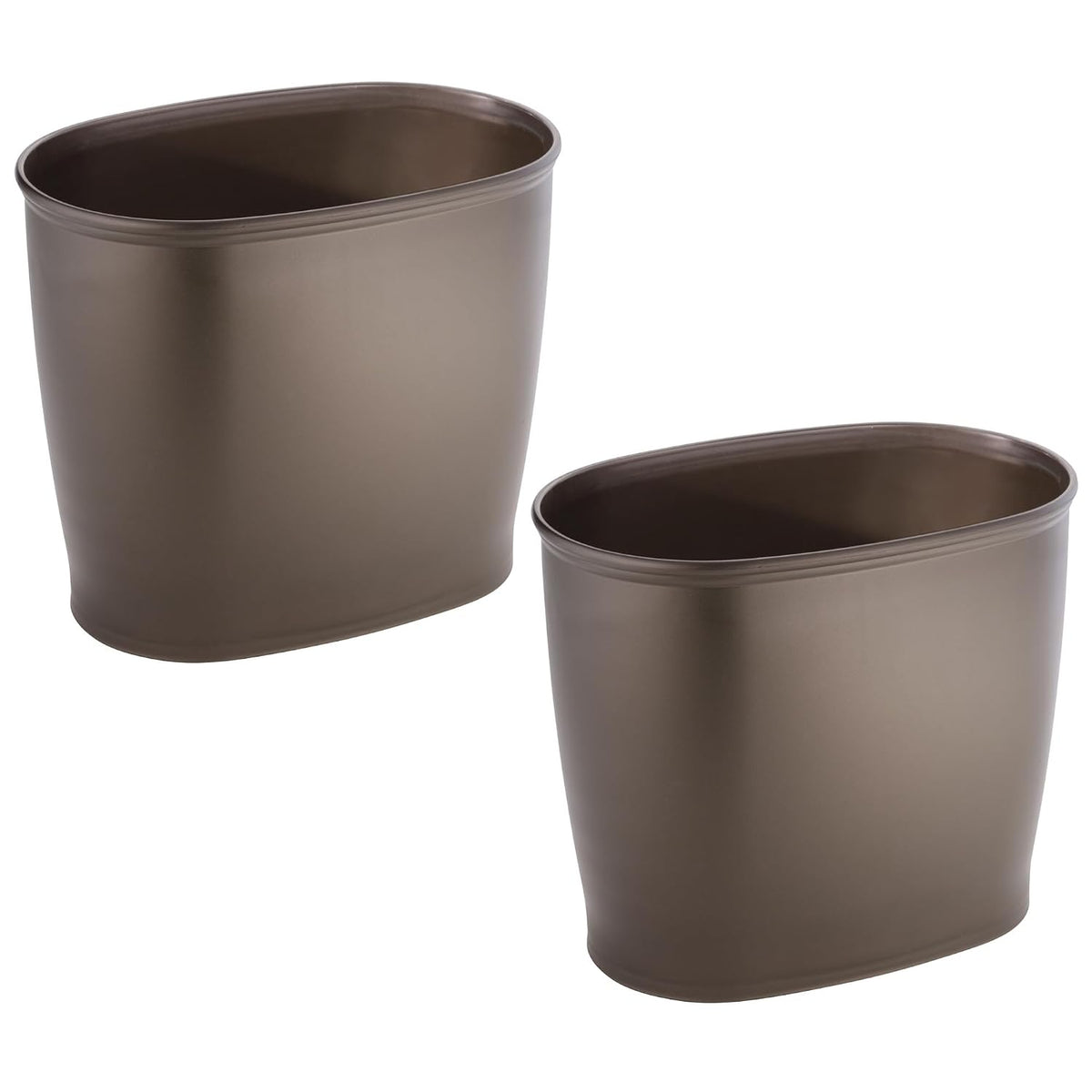 iDesign Slim Plastic Bathroom Trash Can, 2-Pack, Bronze