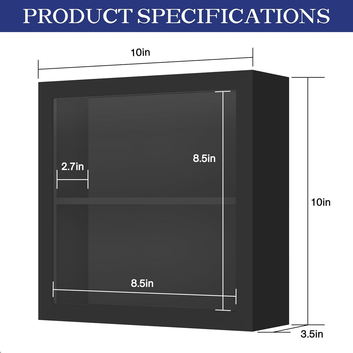 An&He 10x10 Shadow Box Frame Engineered Wood | with a 2.7" Usable Display Depth | Includes Acid-Free Backing Board, UV Resistant Acrylic, and Hanging Hardware-Black