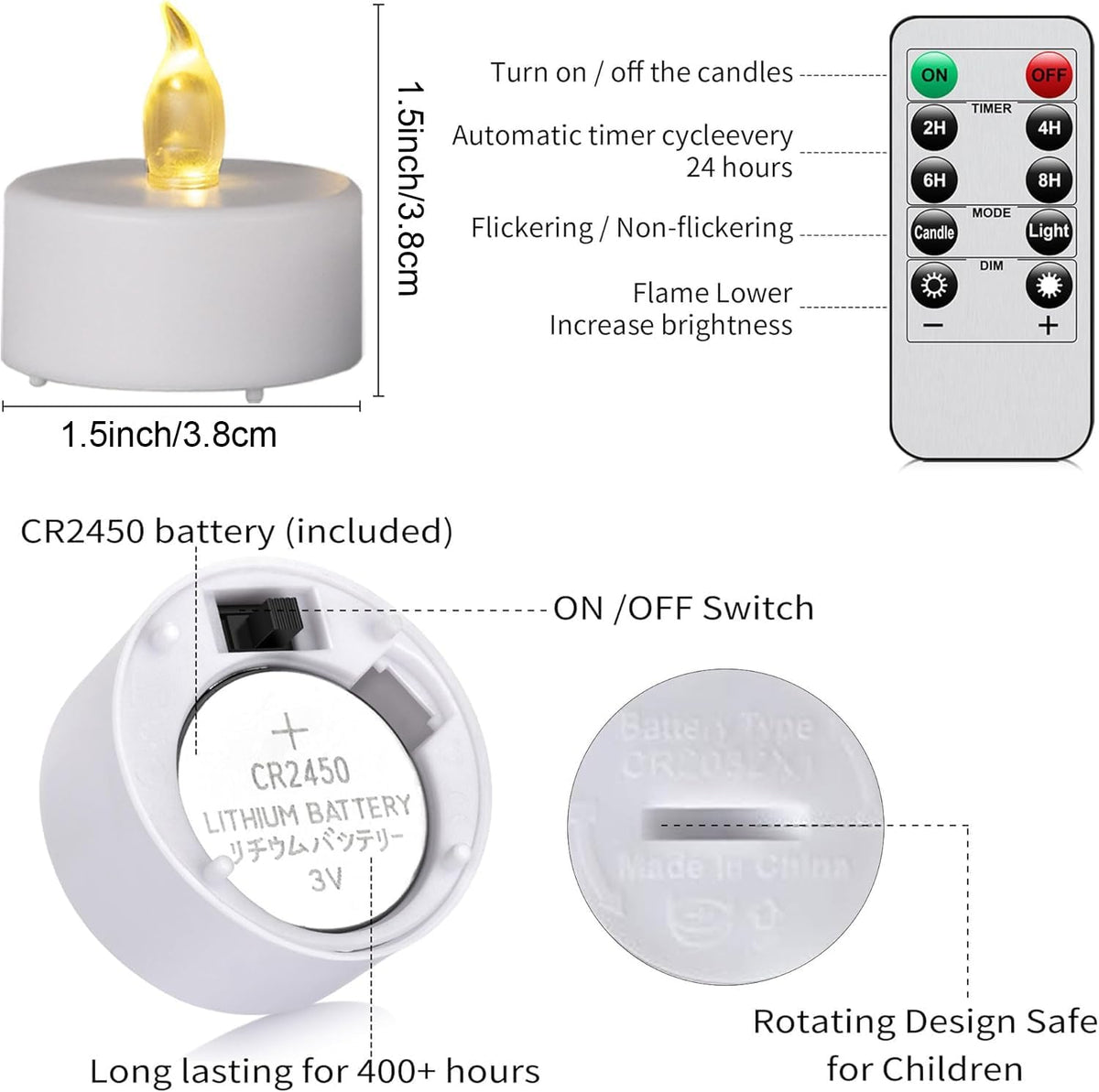LED Tea Light Flameless Candles with Remote Control Flickering Tealight Long Lasting, Battery Operated with Timer for Halloween Home Decoration Seasonal &Festival Celebration WarmWhite (50pcs)