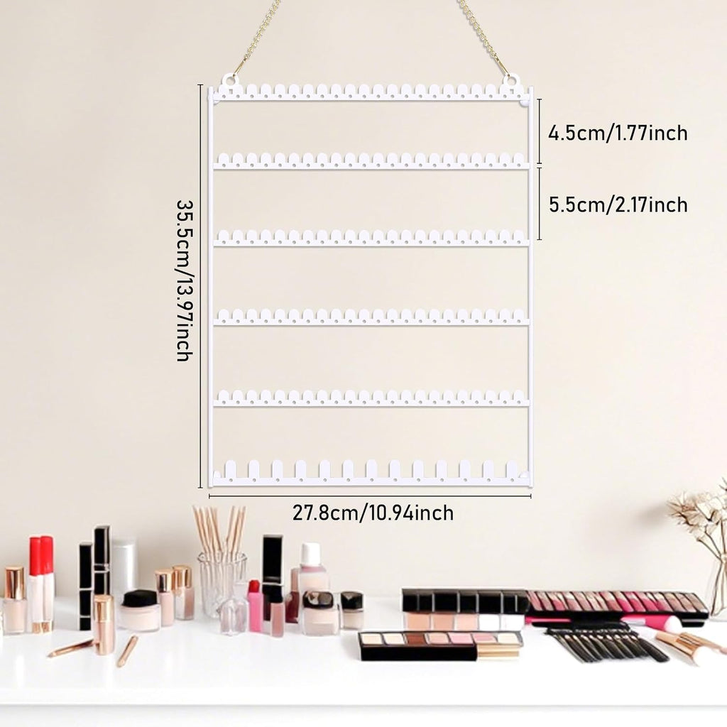 6 Tier Earring Holder Wall Mounted Hanging Earring Organizer White
