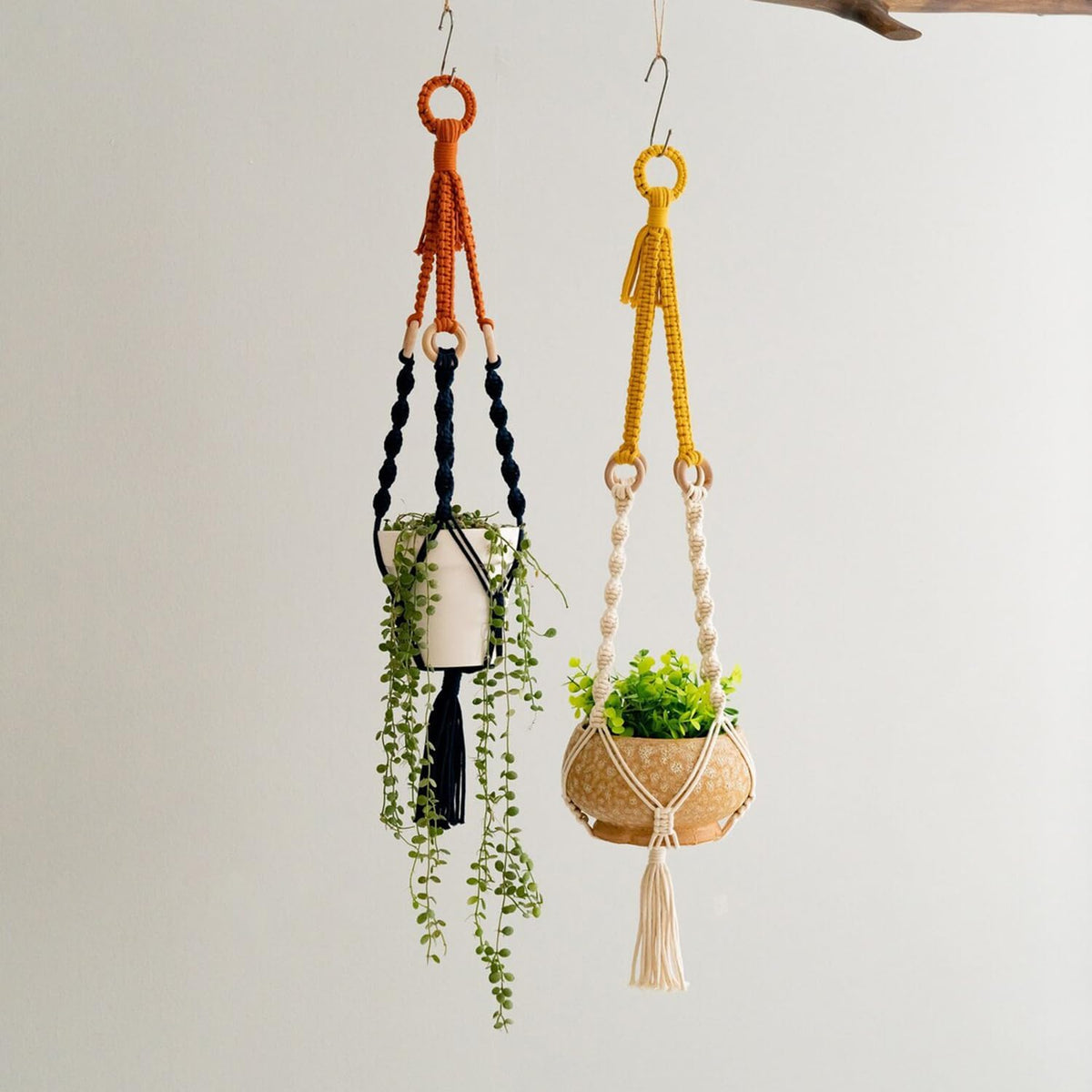Macrame Plant Hangers Indoor, 3 Pack Ceiling Flower Pot Holder Macrame Plant Pots, Decorative Boho Plant Holders Set Macrame Hanging Planters（Does not Include Flower pots or Green Plants）