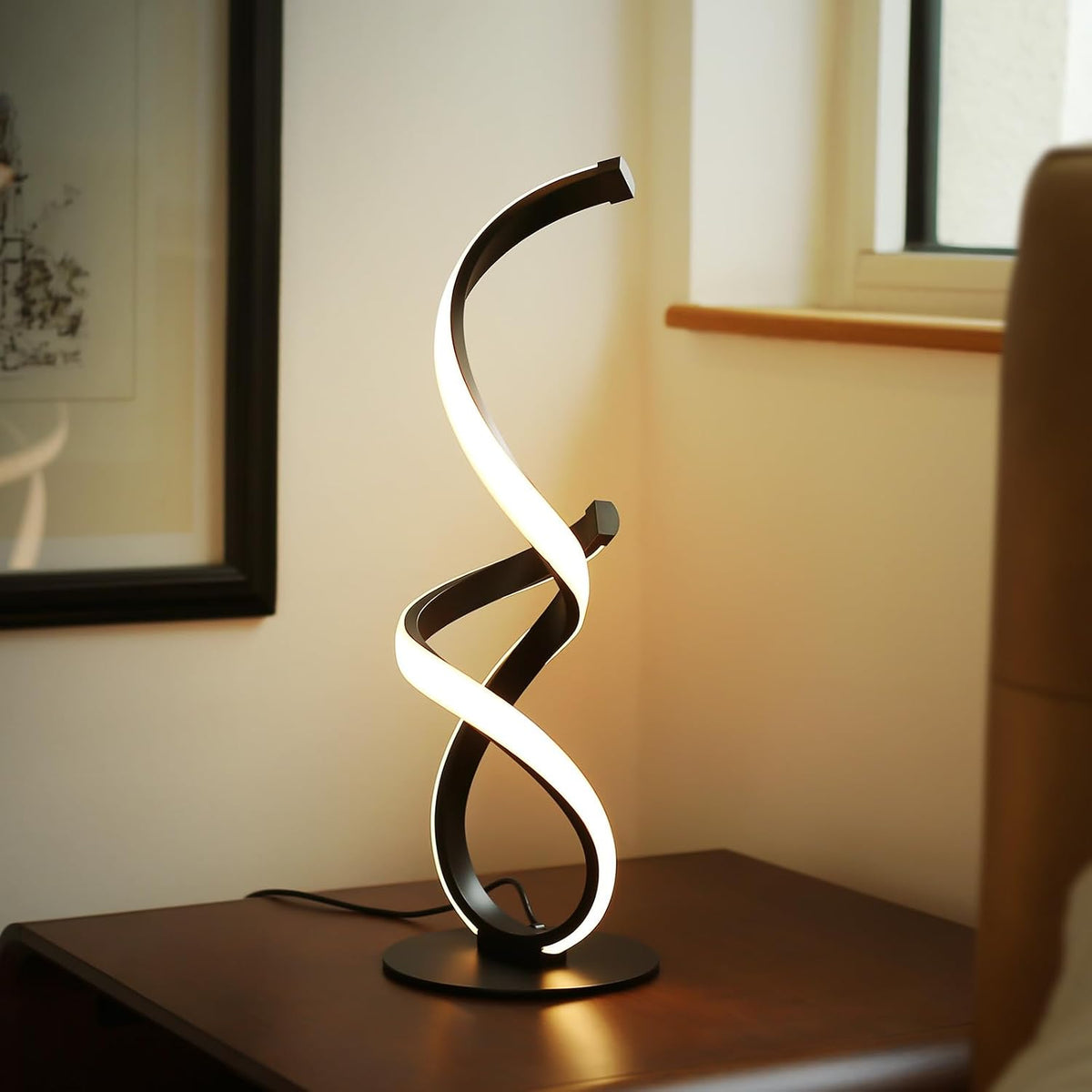 Modern Cool LED Table Lamp, Spiral Touch Control Desk Light