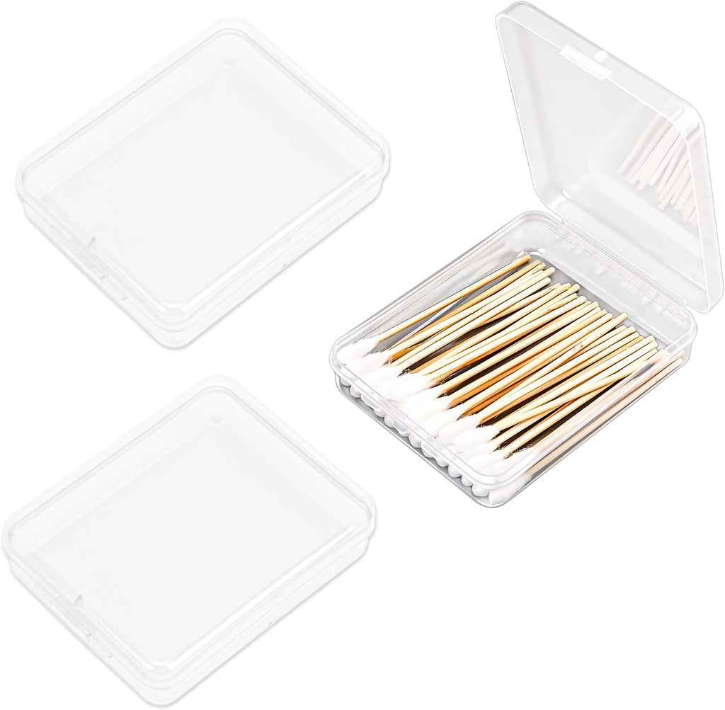 3-Piece Portable Travel Pad Holder - Bathroom Vanity Countertop Storage Organizer - Cotton Ball & Swab Dispenser - Transparent