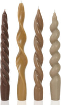 Spiral Taper Candles Brown Short Candle Sticks Unscented Smokeless Twisted Candlesticks for Fall Decor Holiday Dinner Party Christmas Decorations-7.5inch-4pack