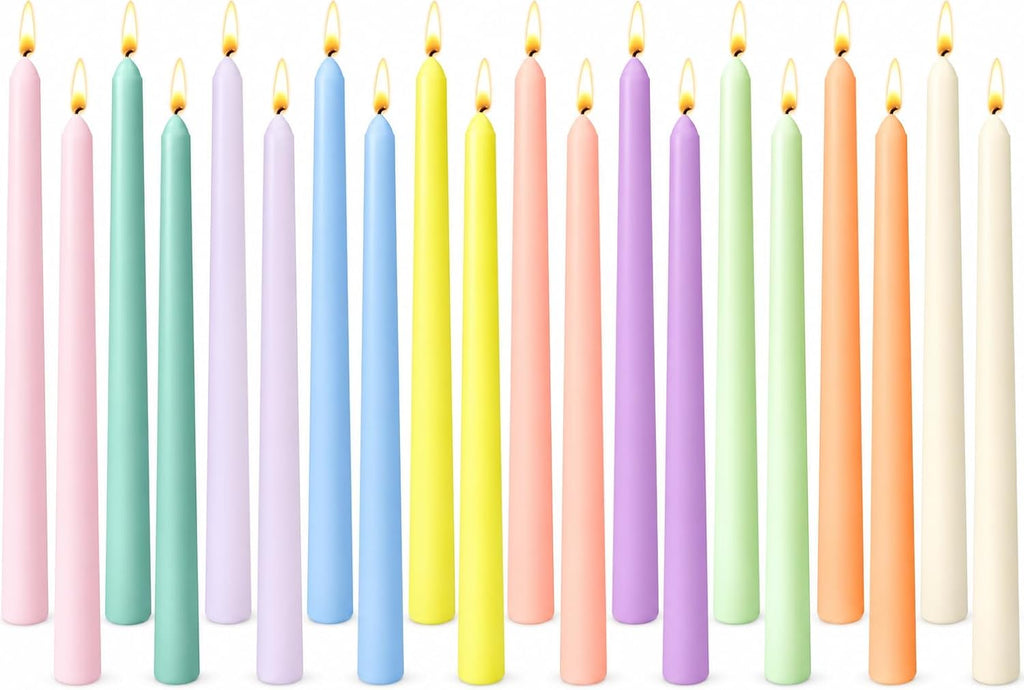 10 Inch Unscented Pastel Smooth Taper Candles for Home Decor