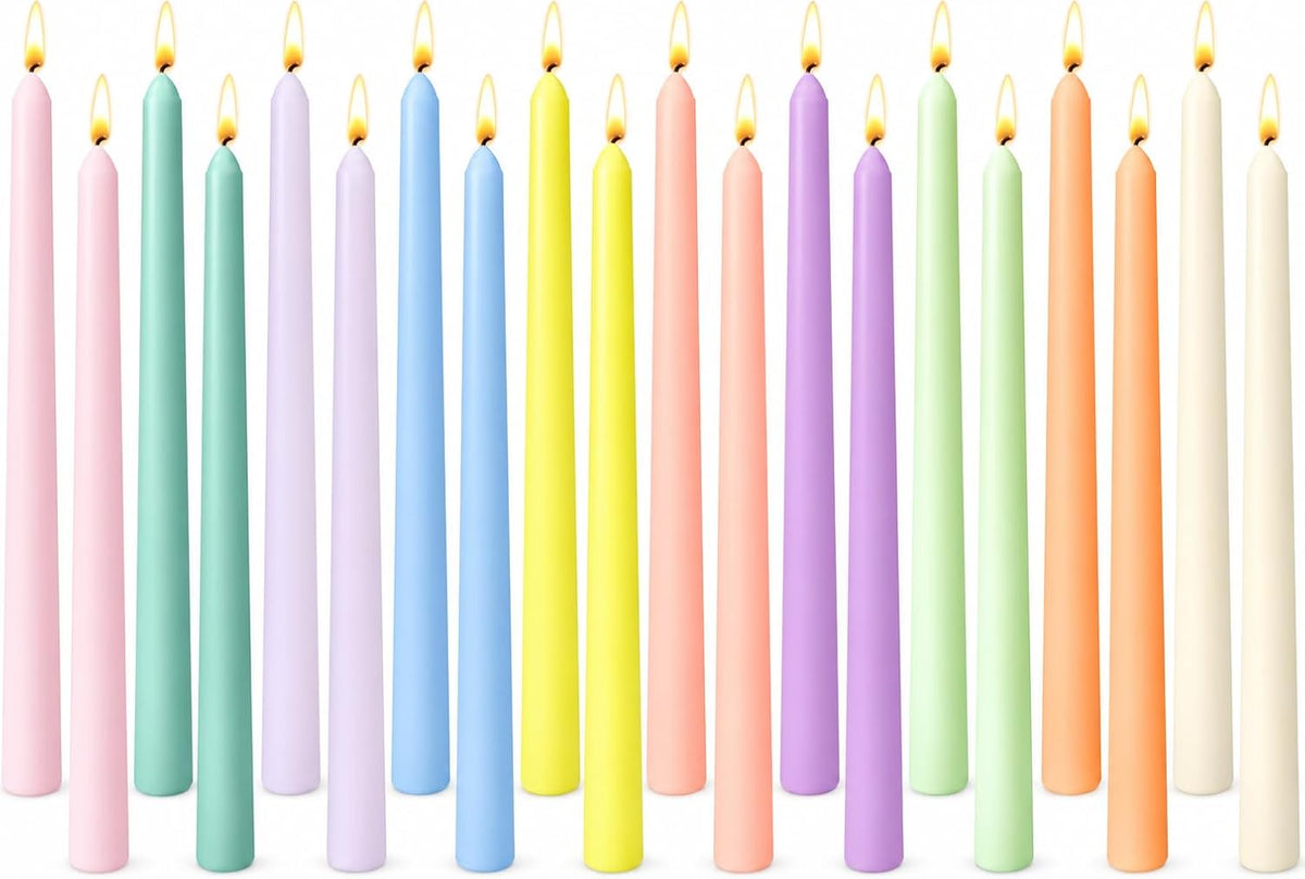 10 Inch Unscented Pastel Smooth Taper Candles for Home Decor