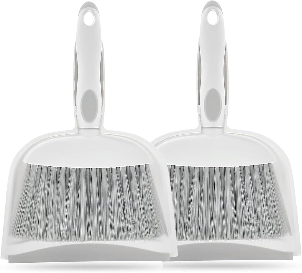 Dust pan Mini Dustpan and Brush Set, Small Broom, Hand Broom, Gray, 2-Pack