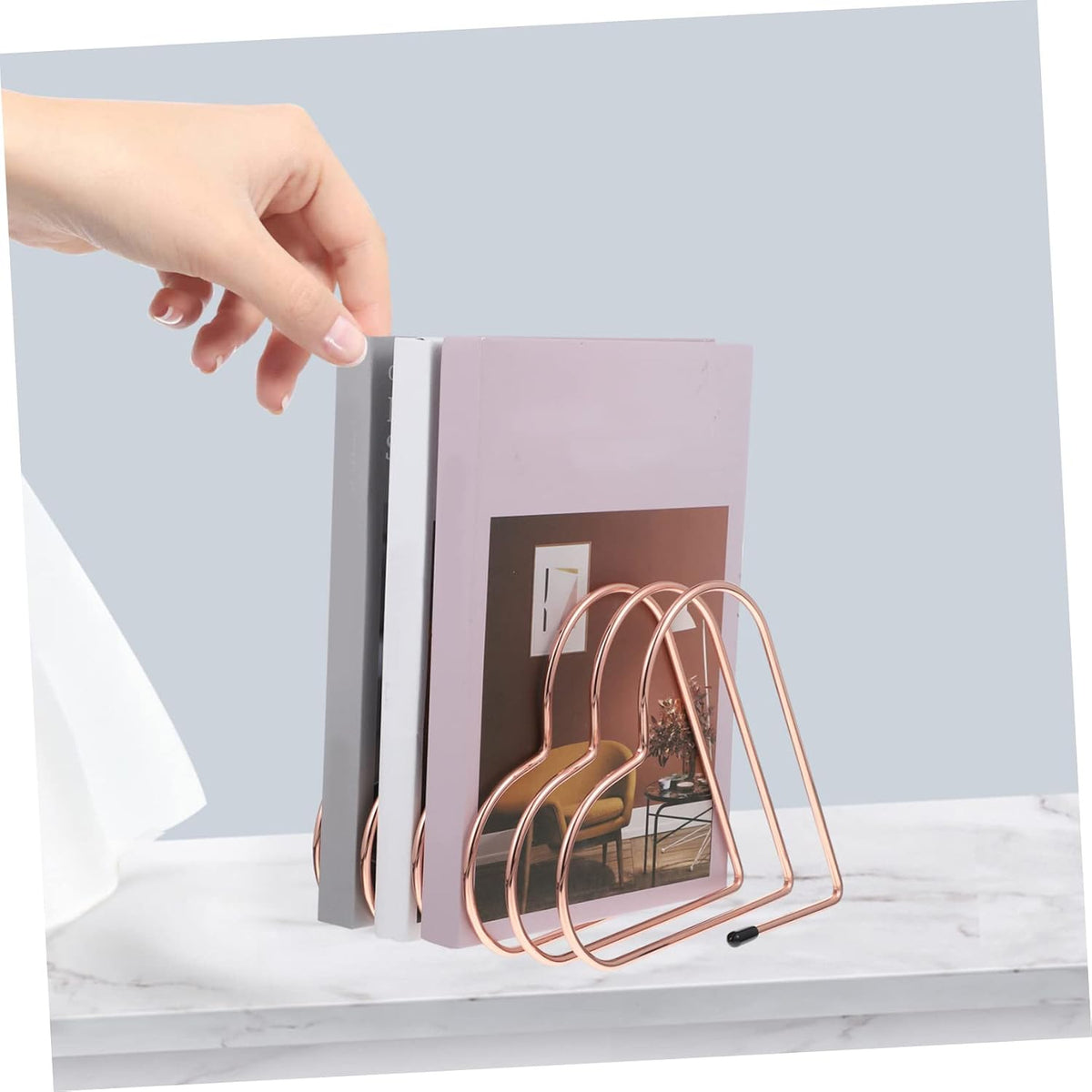 Ciieeo Bookend Book Shelves for Office Document Holder for Desk Heavy Duty Bookshelf Desktop Book Holder Metal Bookshelf Locker Decor Iron Rose Gold Household Book Holder Book Rack CD DVD