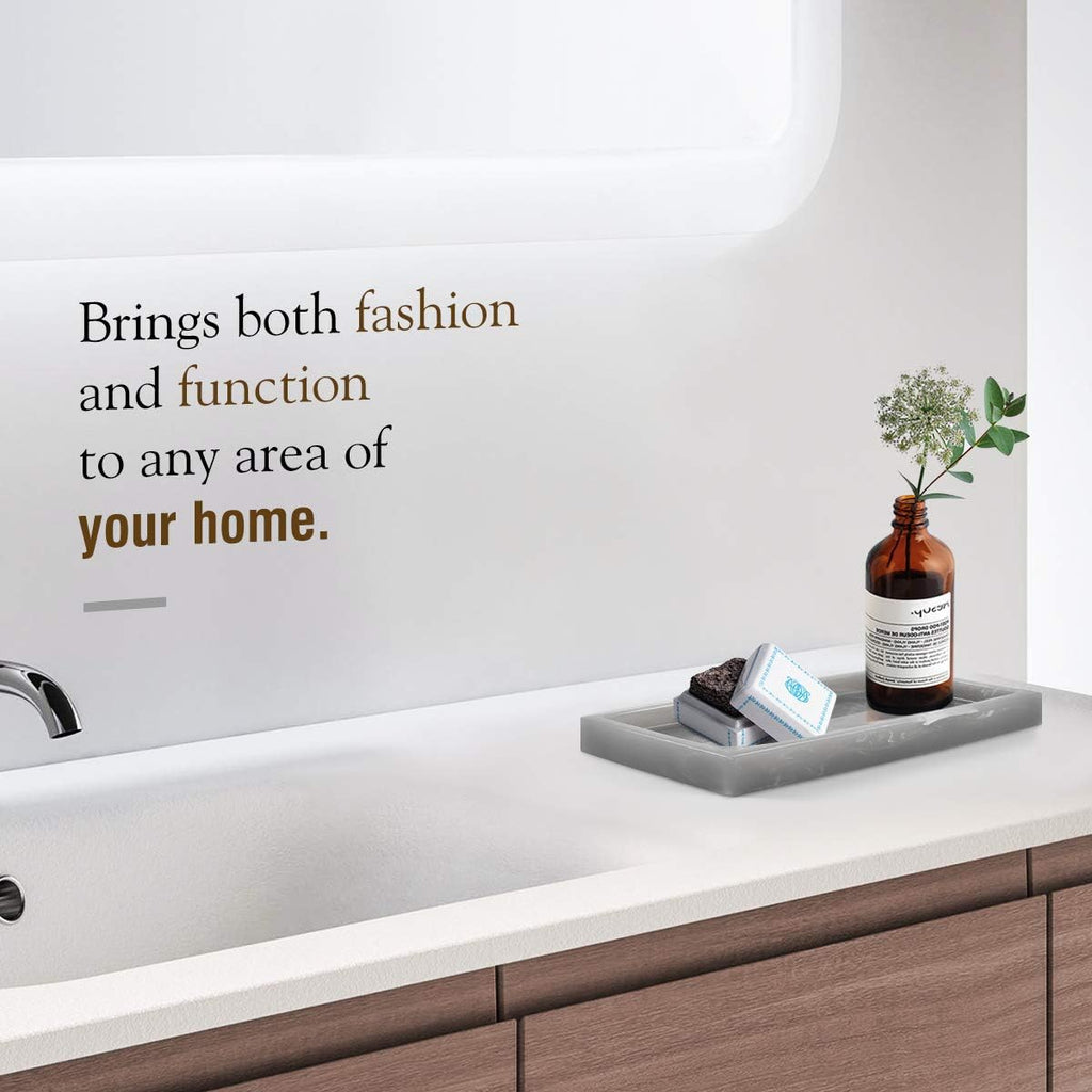 Luxspire Resin Bathroom Vanity Tray Countertop Organizer, Mini, Ink Gray
