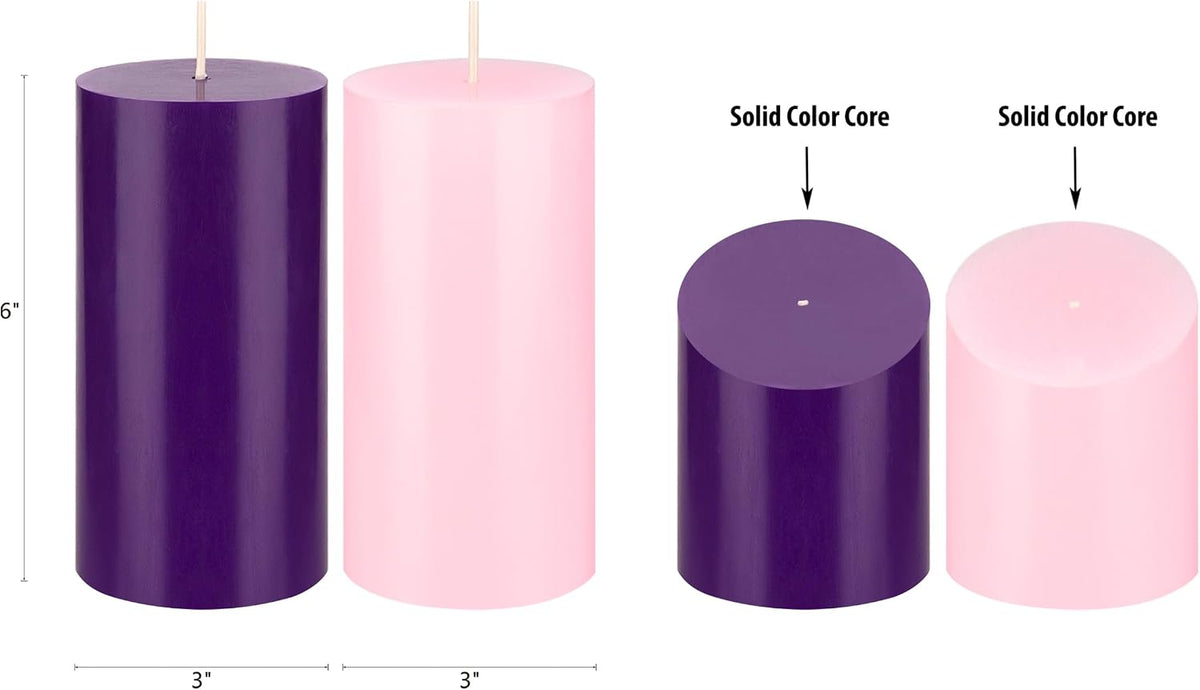 Mega Candles Unscented Christmas Advent Round Pillar Candle 4 ct 3" x 6"
