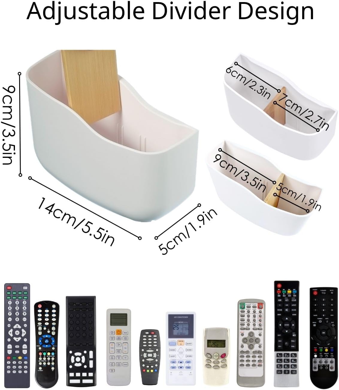 LINFIDITE TV Remote Holder Wall Mount Remote Control Holder for Bed Universal Bedside Wall Remote Holder Caddy Organizer Hole-Free Remote Control Holder (For 2 Or 3 Remote Controls–White–Quantity1