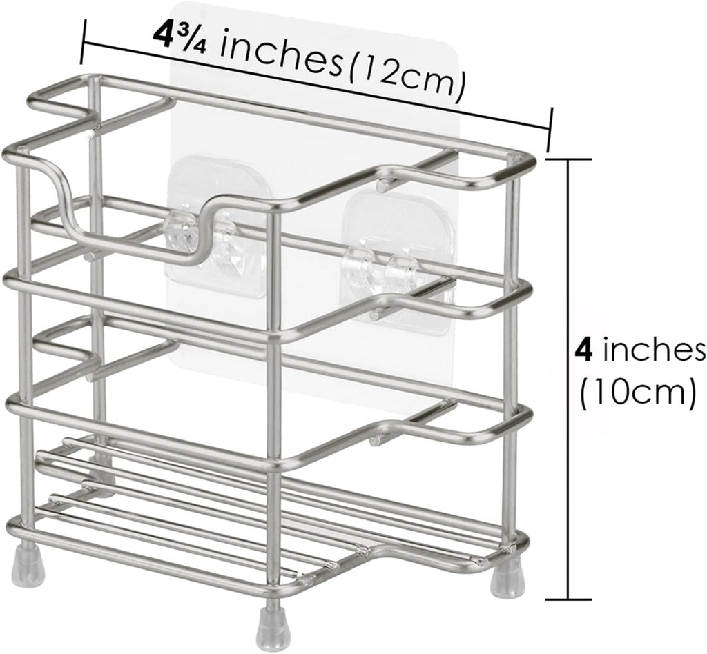 Linkidea 2 Pack Toothbrush Holders Wall Mounted, 3 Slots Bathroom Shower Organizer Stand, Stainless Steel Ventilated Countertop Rack for Toothpaste (Brushed Nickel)