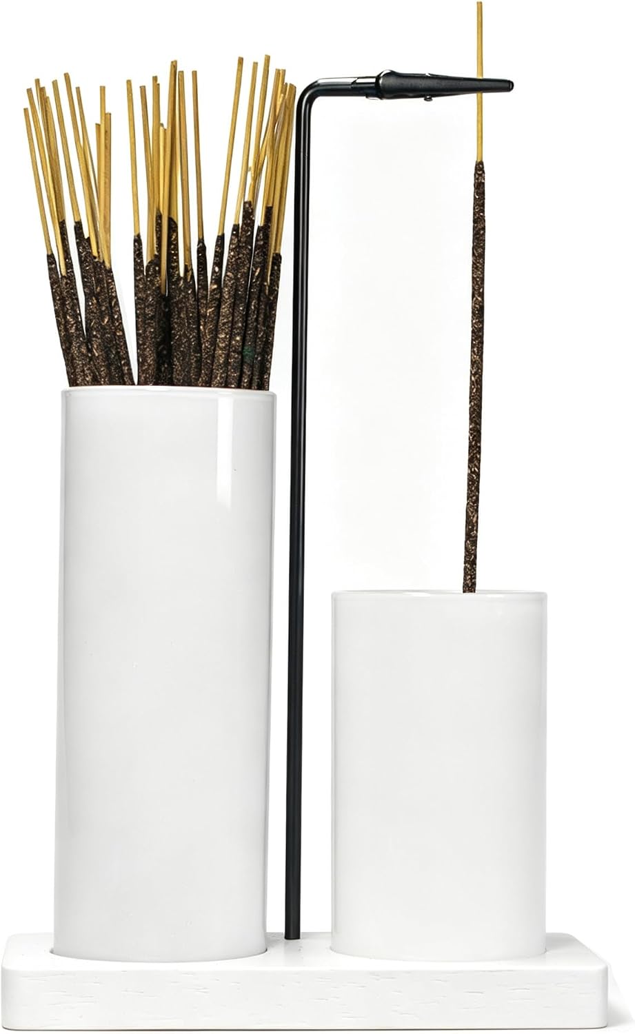 2 in 1 Incense Holder for Sticks Incense Burner Holder with Storage,Glass Upside Down Incense Holder for Sticks with Glass Ash Catcher for Meditation Yoga Spa Room Home Decor[Full White]