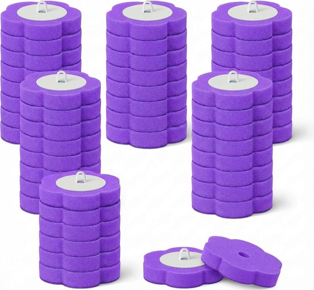 Disposable Toilet Brush for Bathroom Cleaning, Toilet Brush and Holder Set, Deep Cleaning Toilet Bowl Cleaner with Replaceable Heads, Hygienic Storage Design (Replacement Heads - 24pcs Purple)