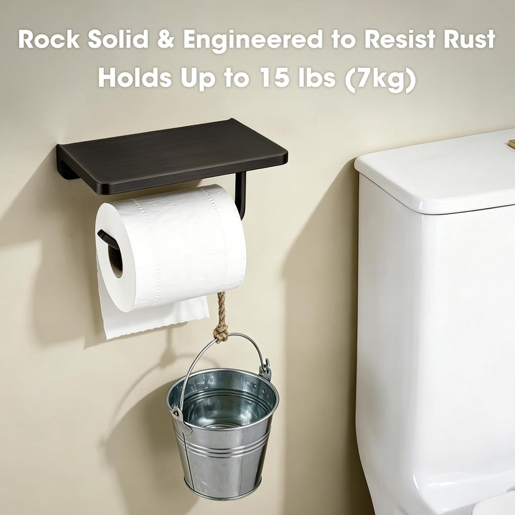 TRUSTMI Toilet Paper Holder with Shelf & Phone Stand, Oil Rubbed Bronze