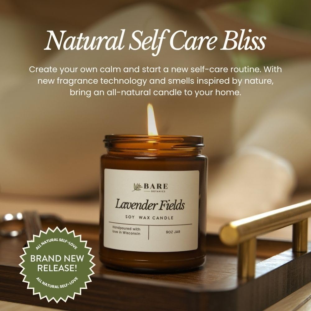 Bare Botanics 9oz Non Toxic Soy Candle Warm Vanilla Oak - 40+ Hour Burn