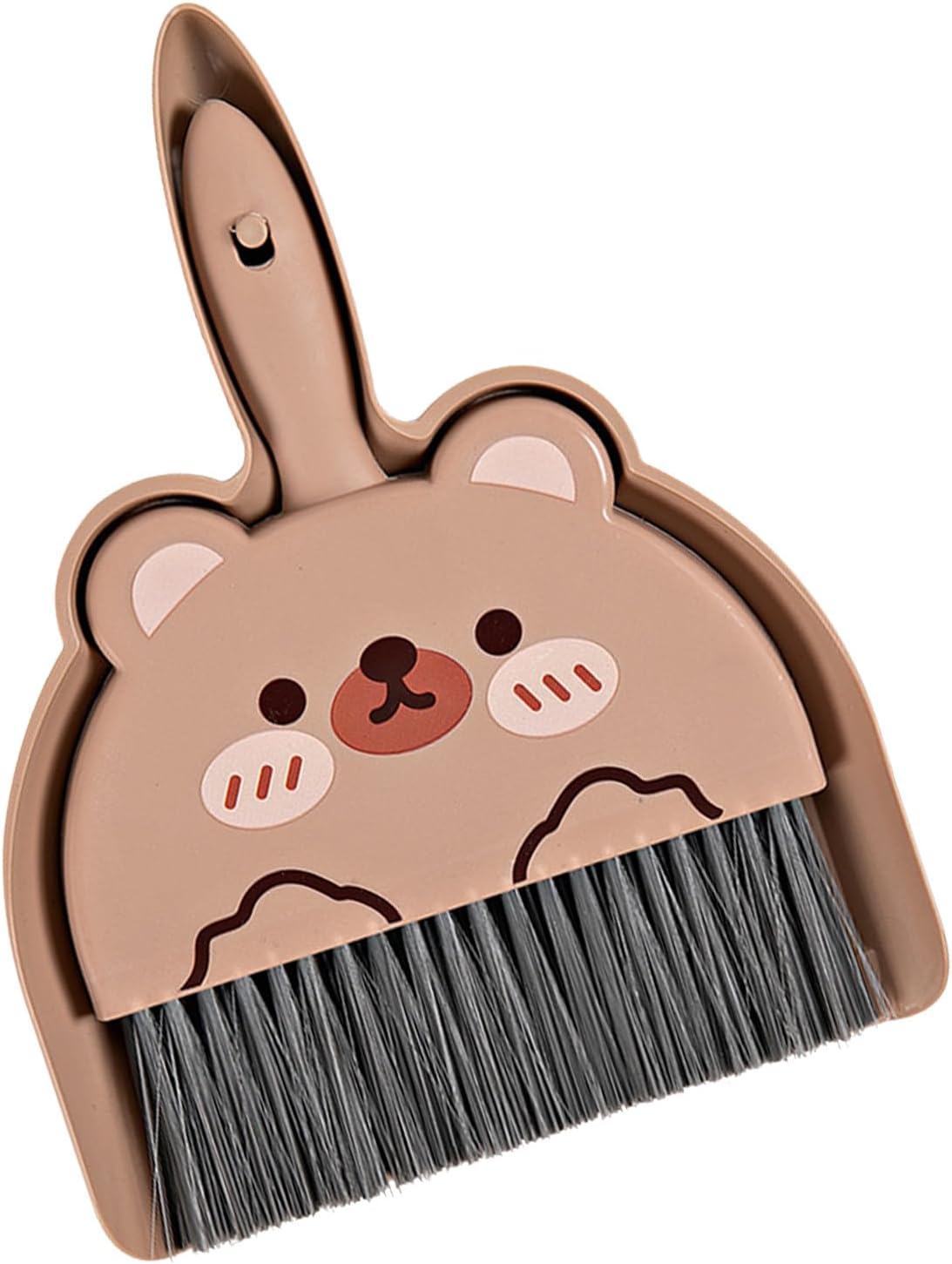 Mini Dustpan and Brush Set, Cartoon Portable Cleaning Broom with Dust Pan, Handheld Dust pan with Cleaning Brush Combo for Desk Keyboard Countertop (Bear)