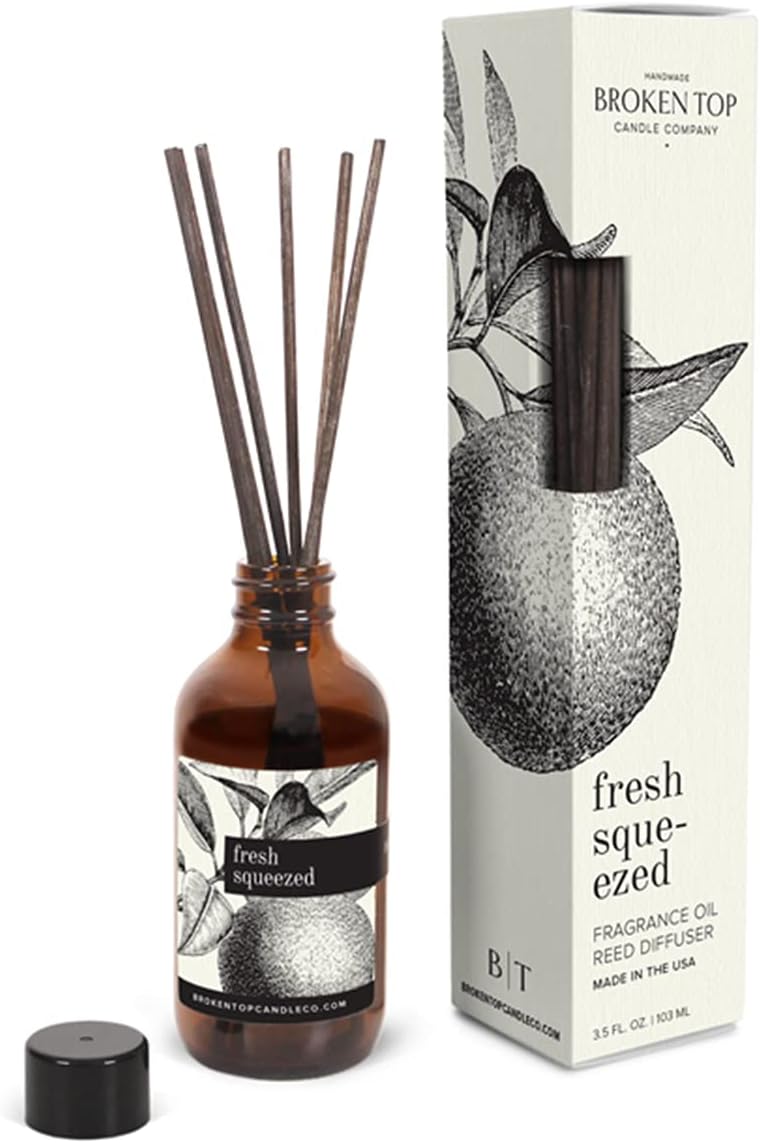 Broken Top Fresh Squeezed Natural Reed Diffuser Set | Continuous, Flame-Free Fragrance for Any Room, no Plug Needed