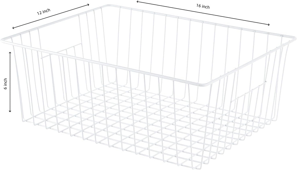 6 Pack Upright Freezer Organizer Bins - Standup Freezer Organizers for 16 Cu.Ft Upright Freezer Improve Air Circulation, Wire Storage Baskets, White