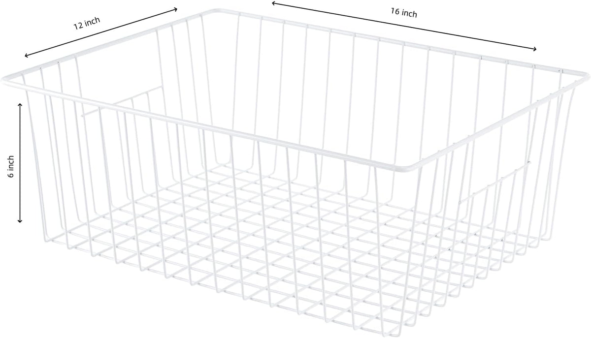 6 Pack Upright Freezer Organizer Bins - Standup Freezer Organizers for 16 Cu.Ft Upright Freezer Improve Air Circulation, Wire Storage Baskets, White