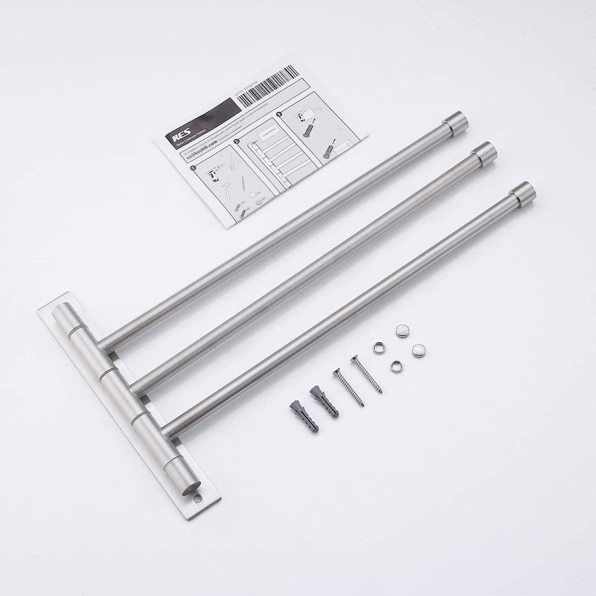 KES Bathroom Towel Bar, 13.8 Inch Swing Arm, Wall Mount, Swing Out 3-Arm