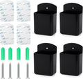 4Pcs Remote Holder Wall Mount, Black Remote Control Holder for AC TV, Wall Mount Box Organizer with Self Adhesive and Screws for Home Office Storage
