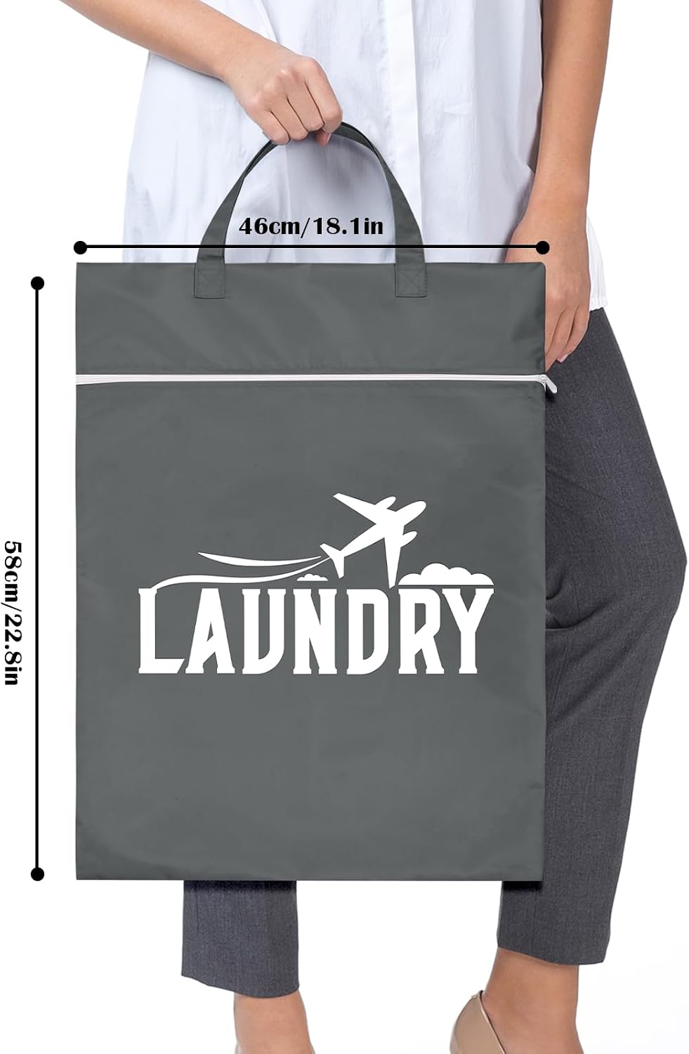 2 Pcs Large Travel Laundry Bags - Washable Waterproof Wet Dry Bags for Dirty Clothes, Swimsuits, Gym Clothes, Laundry, Swimming Pool, Yoga, College Dorm (Black+Grey)