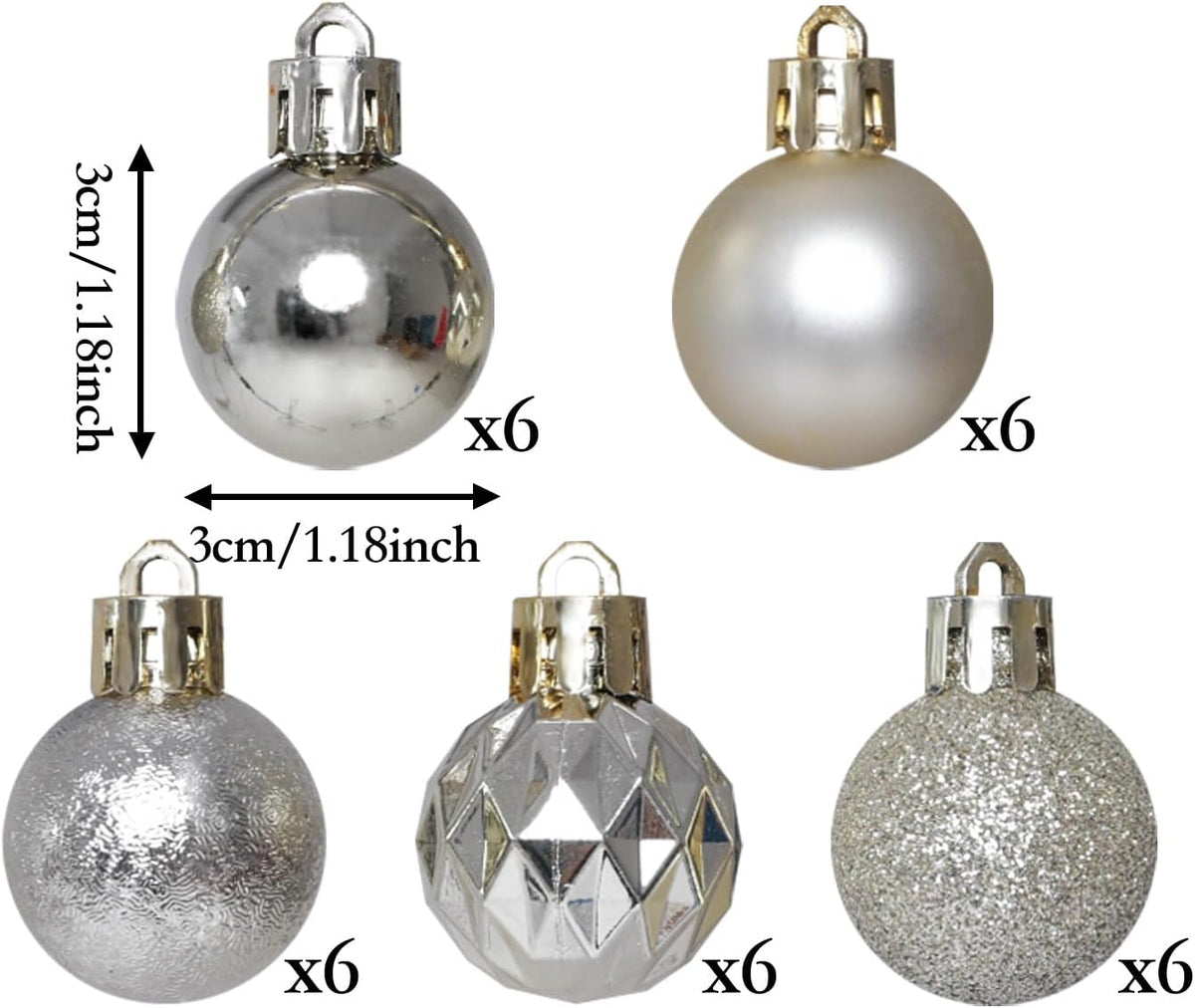 HipTree 30ct 1.18" Champagne Gold Mini Baubles Xmas Halloween Tree Decor