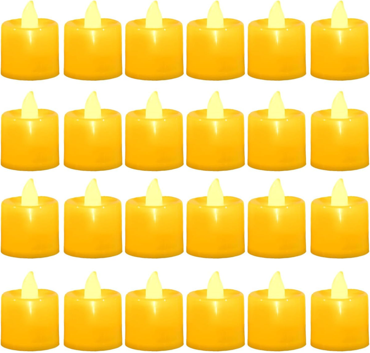LANKER 24 Pack Flameless Led Tea Lights Candles, Flickering Yellow Candles (Yellow - 24Pack)