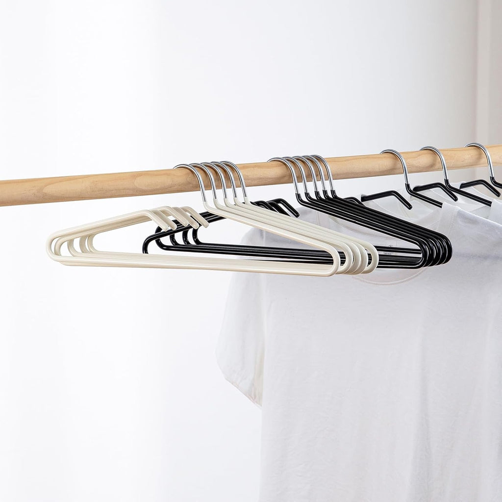 Non-Slip Metal Clothes Hangers - 5 Pack, Space-Saving Short Neck Hangers for T-Shirts, Dresses, Tank Tops, Jackets (Black)