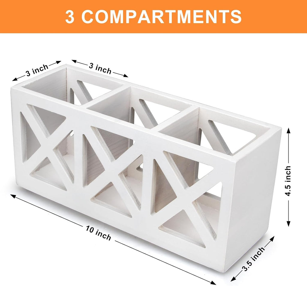 Wood Cutlery Silverware Holder Countertop Flatware Utensil Caddy for Party