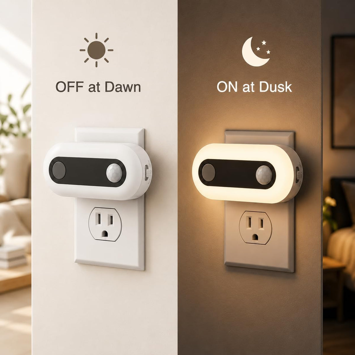 Plug In Night Light with Motion Sensor and Dusk to Dawn